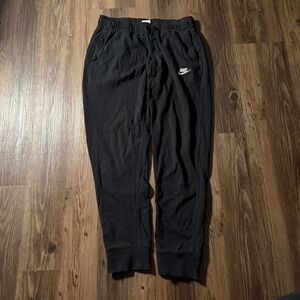 Nike Men's Black Jogger Sweatpants Size Large Drawstring Waist‎ Logo